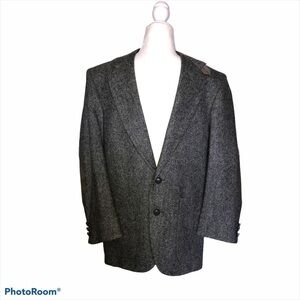 Vintage STEWART COUNTY Mens Gray 100% Wool Twill Blazer Jacket  37S